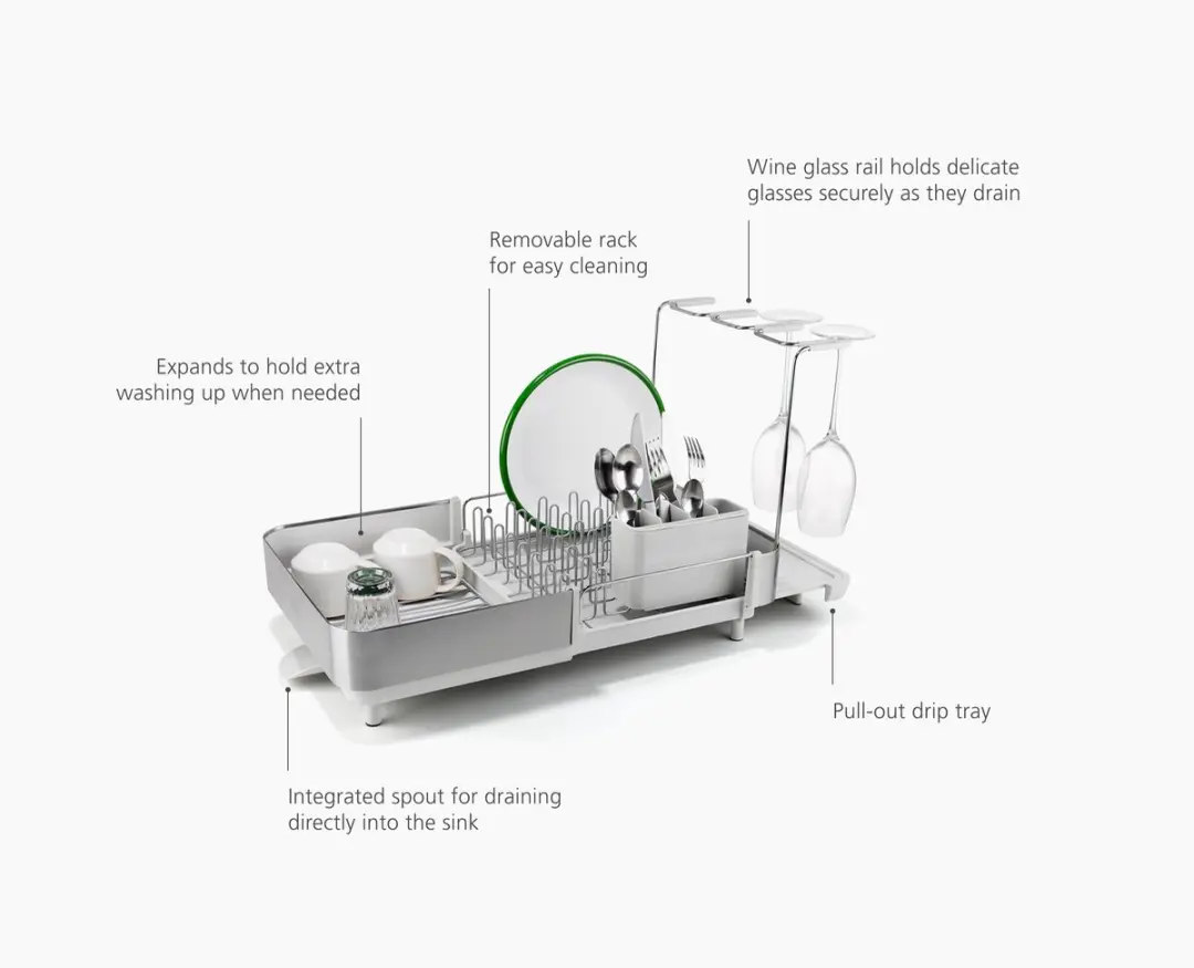 Joseph Joseph Extend Steel Plus Afdruiprek - Licht Steengrijs - afbeelding 6 van 6