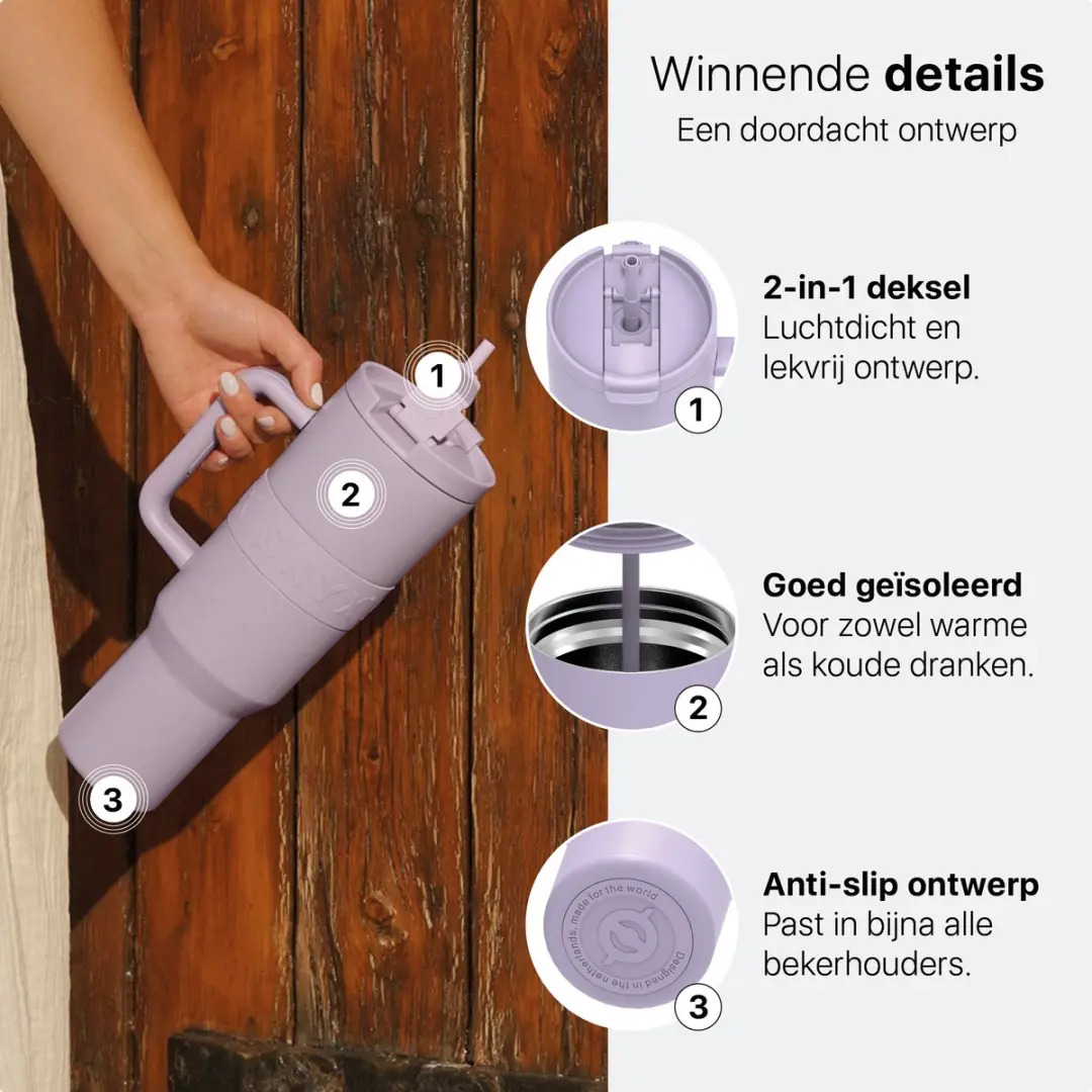ONYX Drinkfles met Rietje 1.2L - Pastel Purple