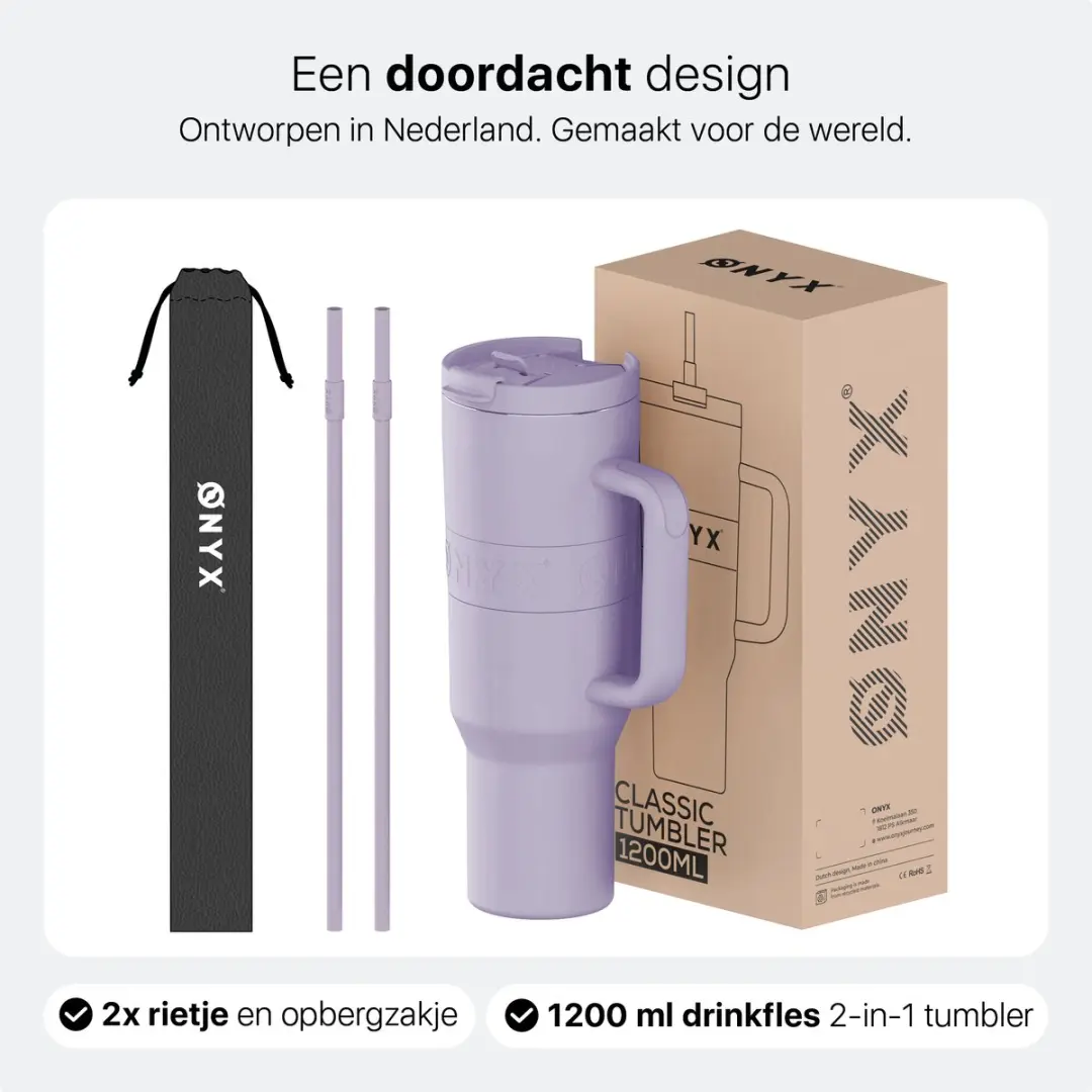 ONYX Drinkfles met Rietje 1.2L - Pastel Purple