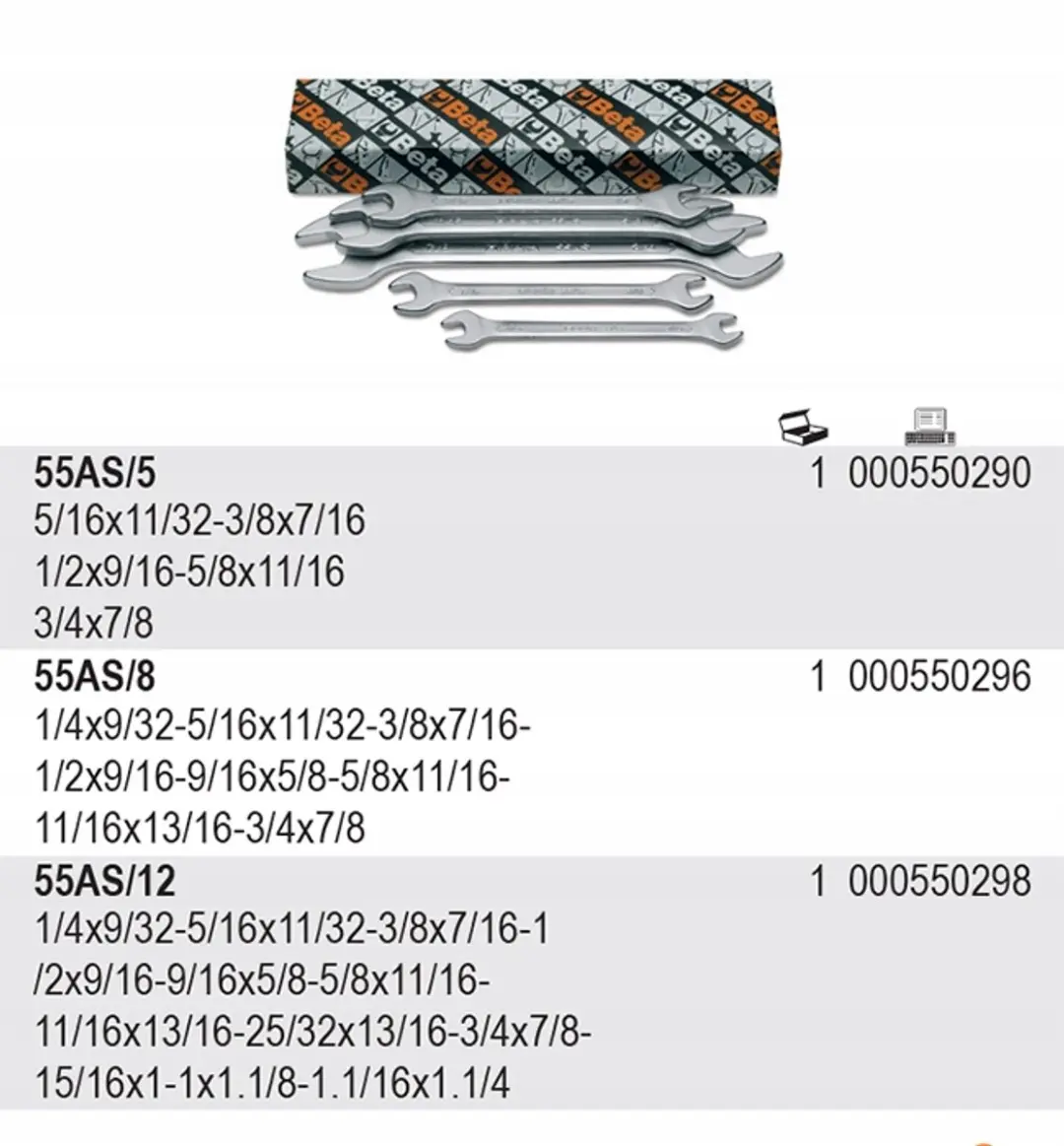 Beta Dubbelzijdige Ringsteeksleutel Set 1/4"-1.1/4" - 12 Stuks