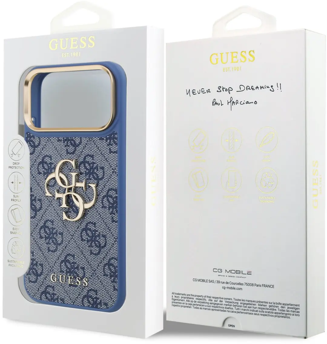 GUESS Hoesje iPhone 17/18 Pro Max - Kunstleer Blauw