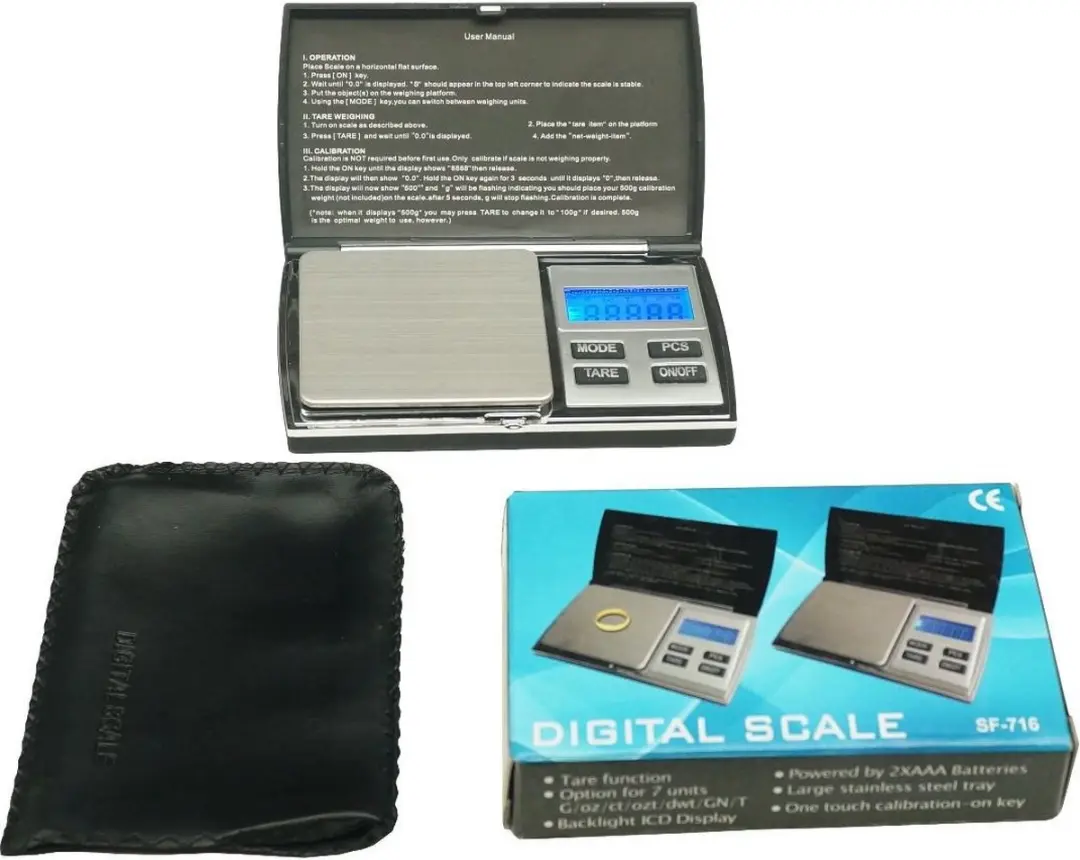 ONYX Pocketweegschaal 1000g x 0,1g - Zilver/Zwart