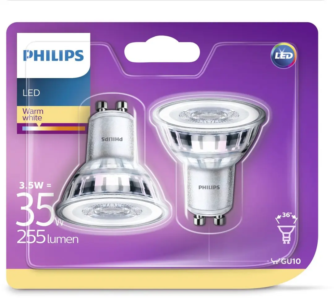 Philips LED Spotlight Classic 3.5W 255lm - 2 Stuks - Mat