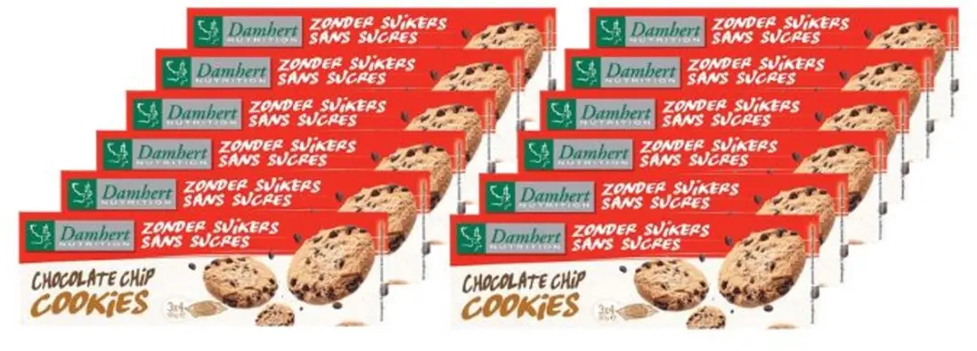 Damhert Zonder Suikers Chocolate Chip Cookies 12x90g