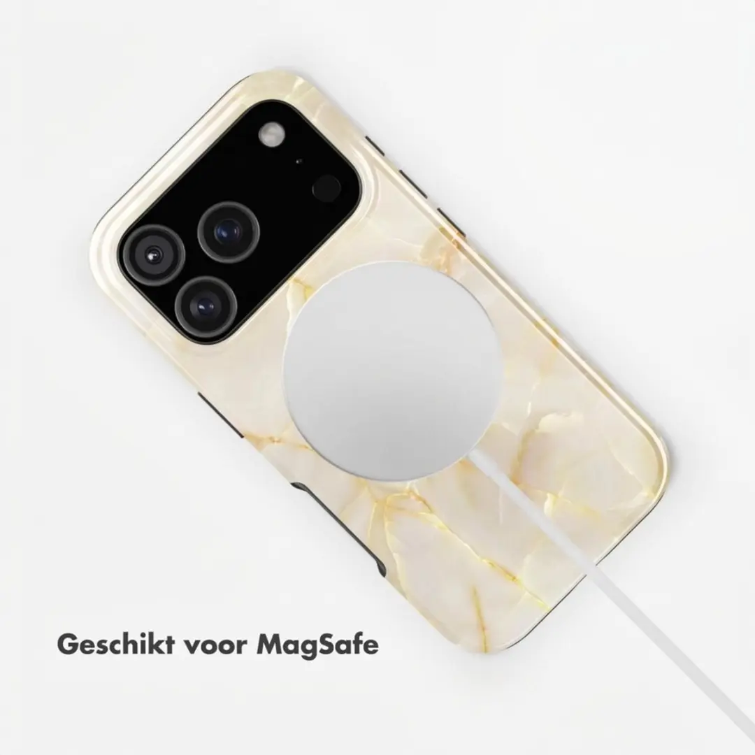 Selencia Hoesje iPhone 17 Pro Max - Golden Beige Marble - MagSafe