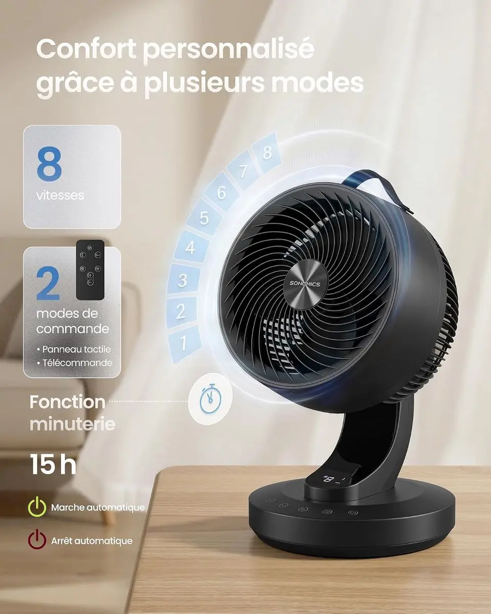 Songmics XFC001B1EU Bureauventilator - 20 dB - 70° Oscillatie - afbeelding 6 van 6