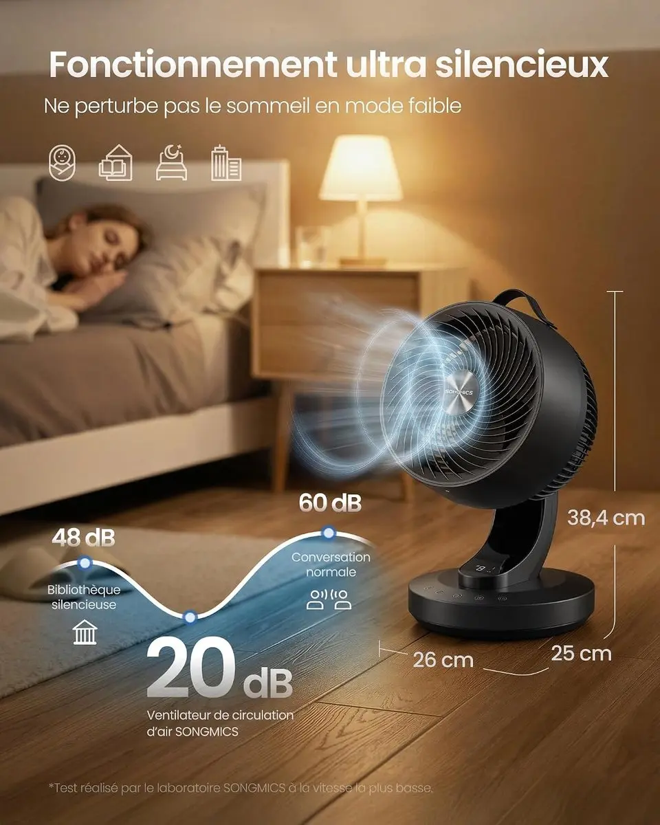 Songmics XFC001B1EU Bureauventilator - 20 dB - 70° Oscillatie
