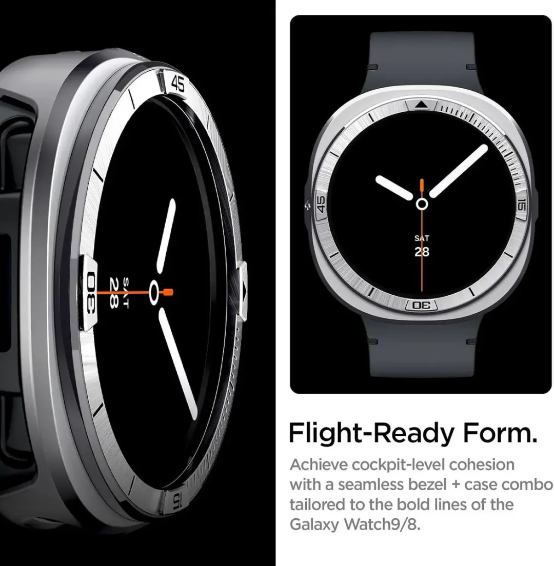 Spigen Bezel Tune Pro Randbeschermer - Samsung Galaxy Watch 8/9 44mm - Zilver