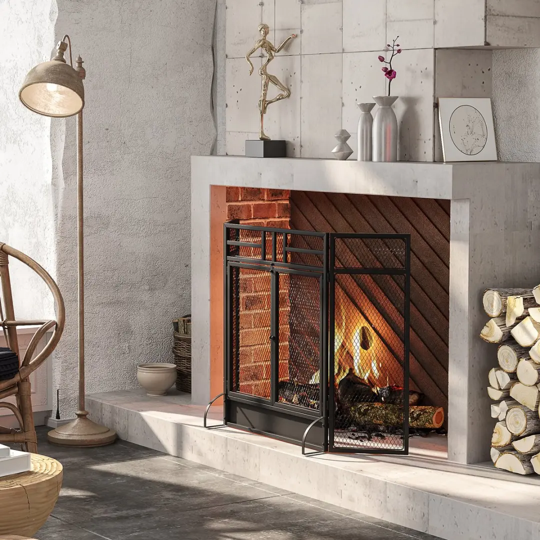 Homcom Haardscherm 120x79cm Zwart