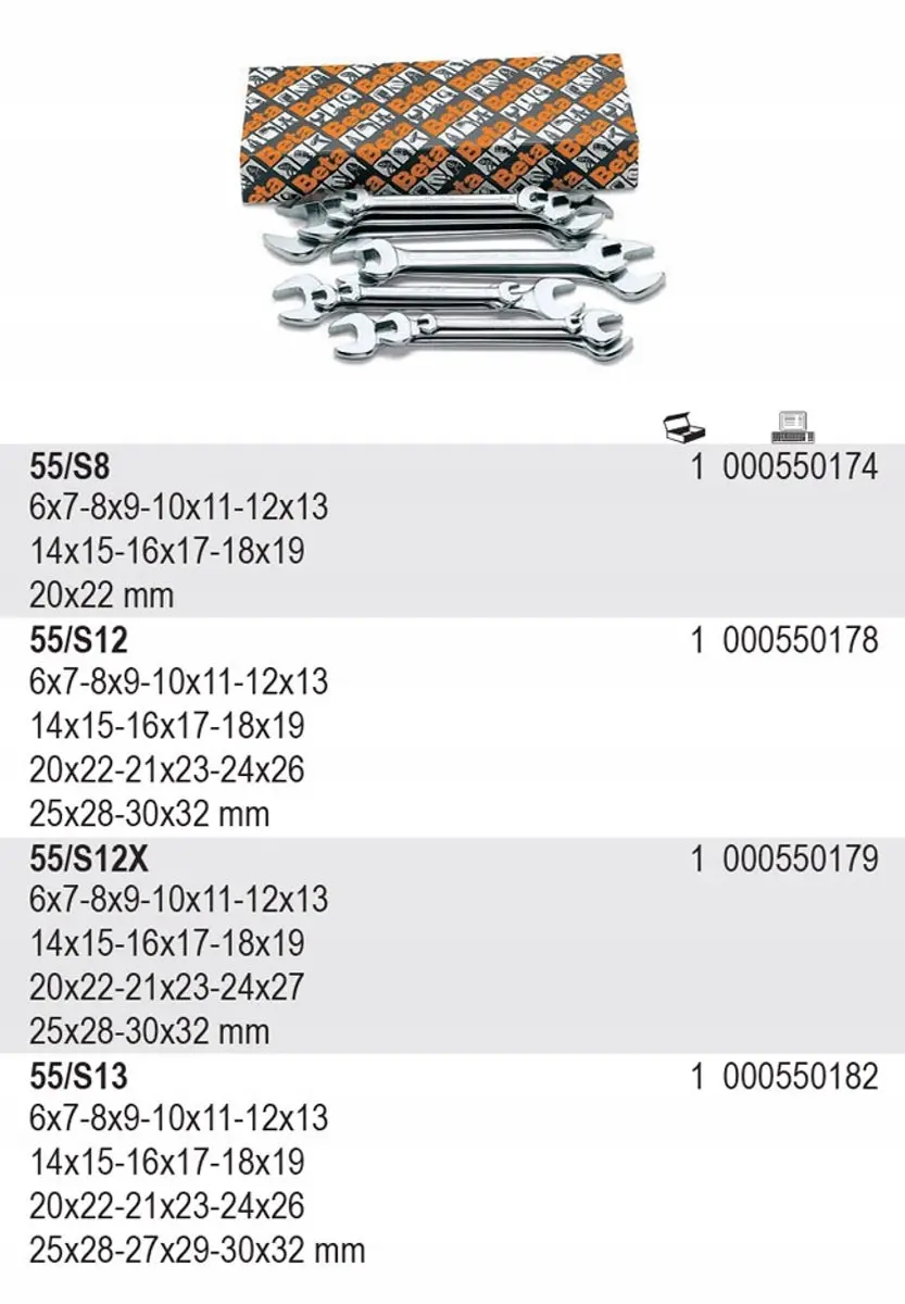 Beta 550178 Platte Sleutelset - 12 Stuks