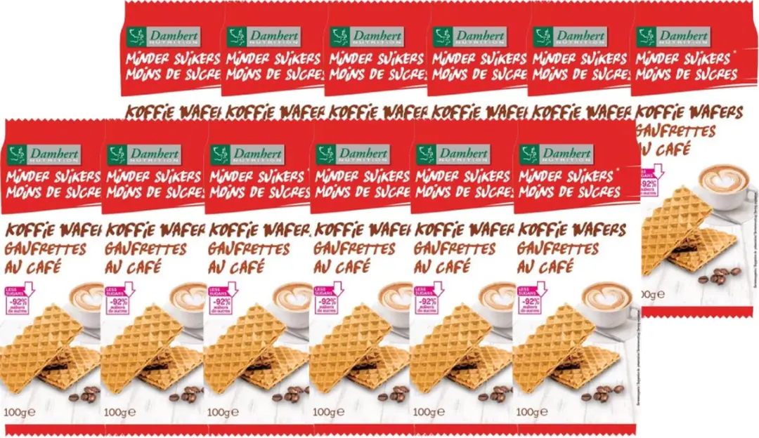 Damhert Minder Suikers Koffie Wafers 12x100g