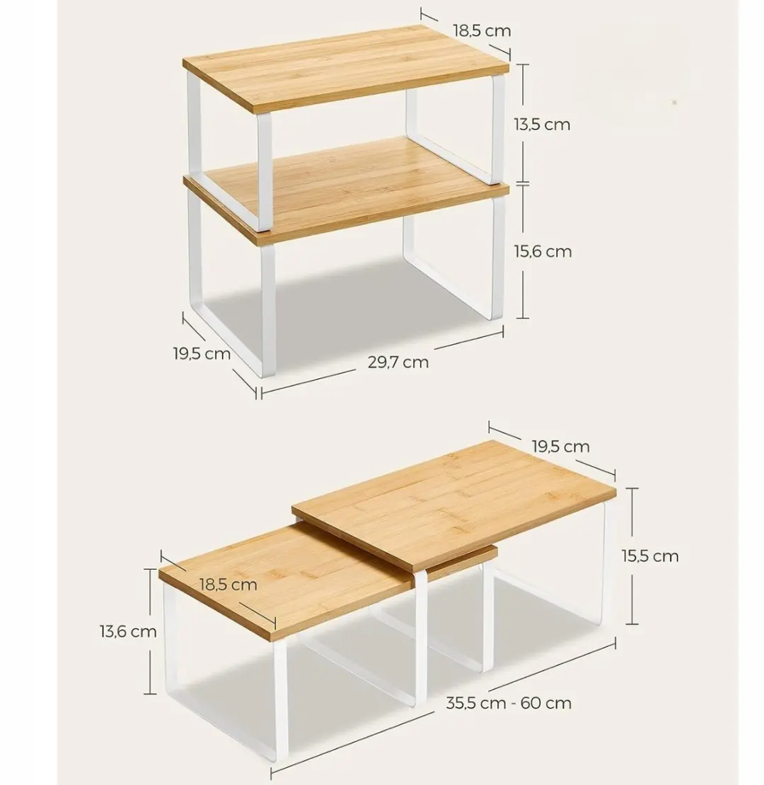 Songmics Uitschuifbare Keukenplank Bamboe & Metaal