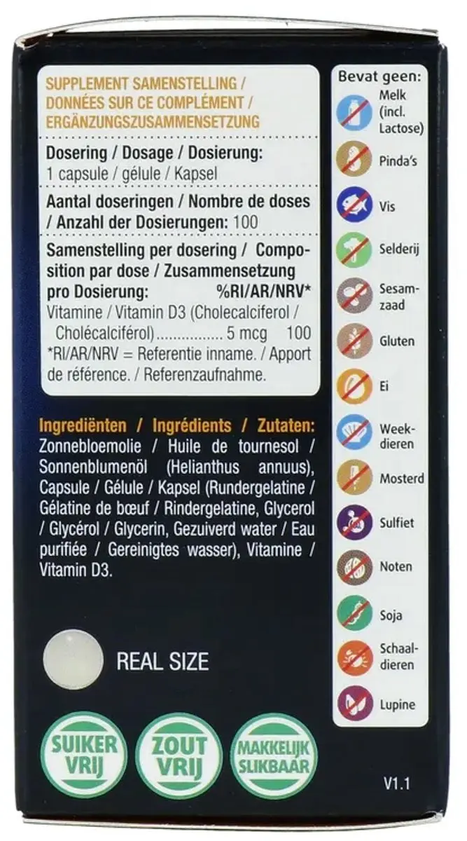 Lucovitaal Vitamine D3 5mcg Capsules - 100 Stuks