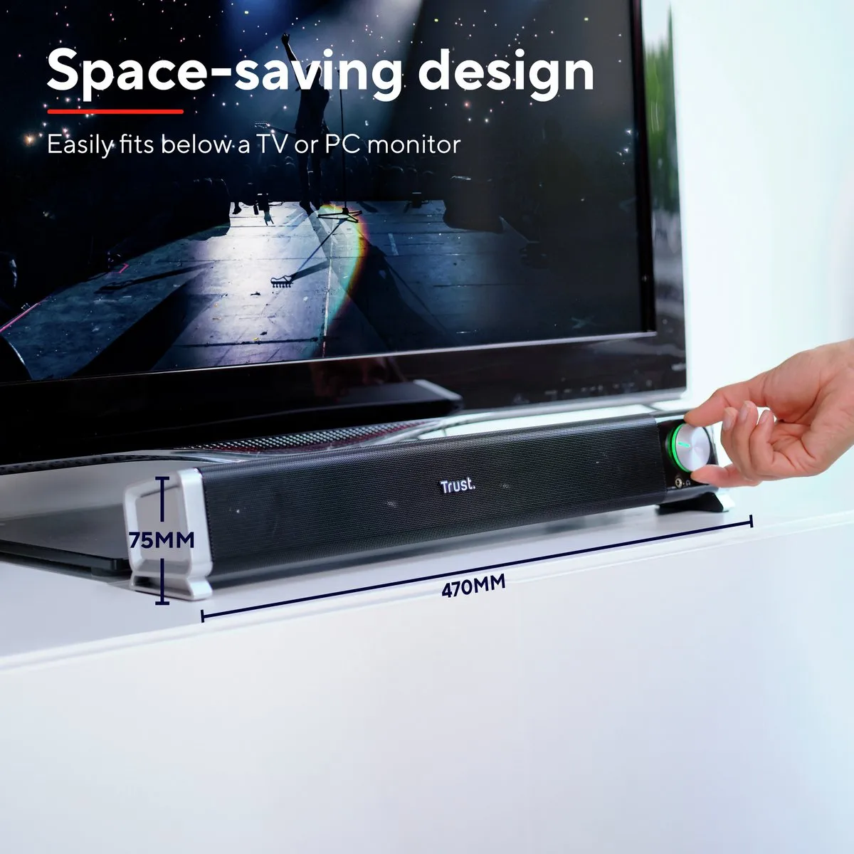 Trust Asto - PC Soundbar - PC-speaker voor onder je monitor - 3.5mm aansluiting & USB voor voeding