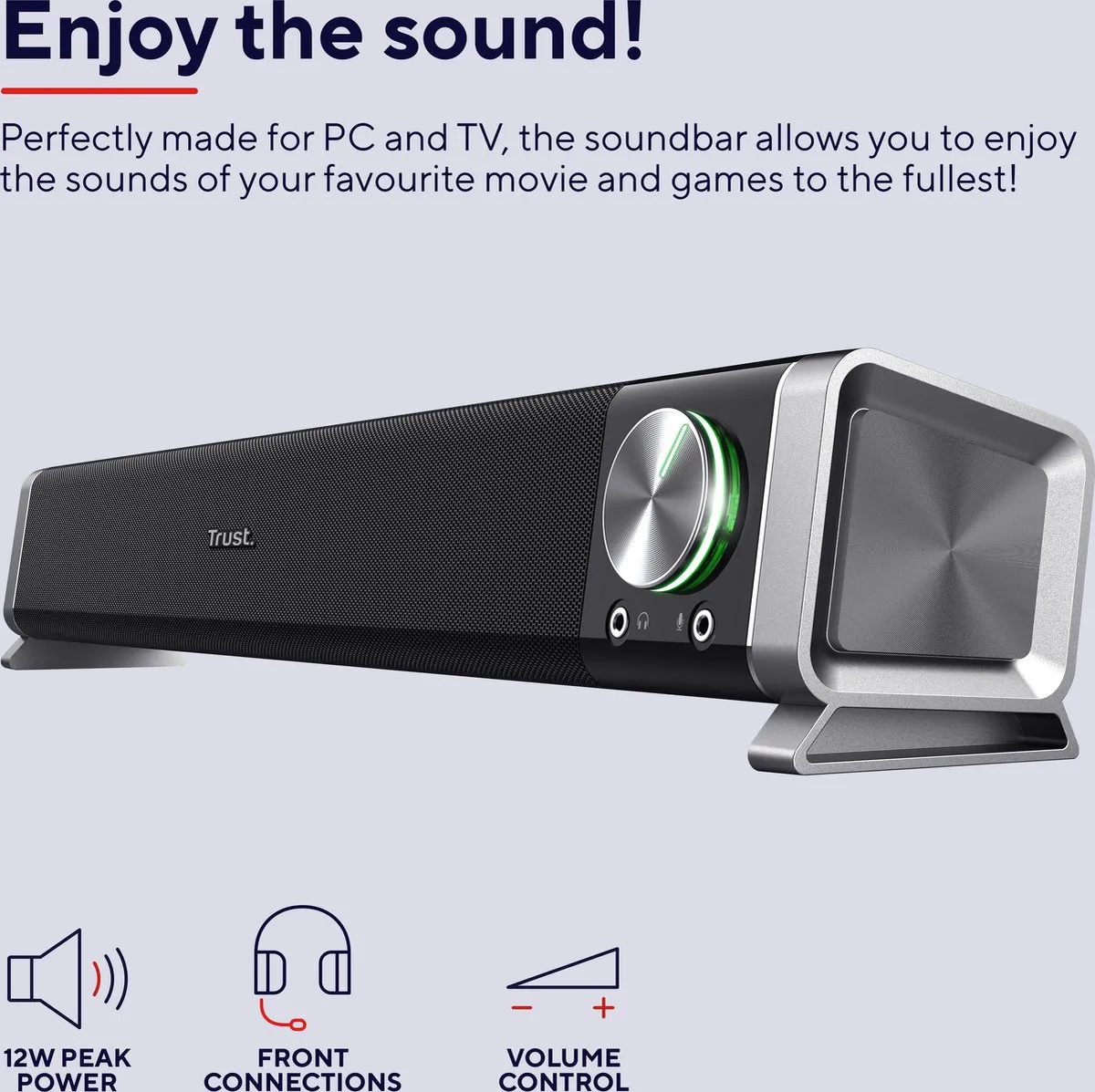 Trust Asto - PC Soundbar - PC-speaker voor onder je monitor - 3.5mm aansluiting & USB voor voeding