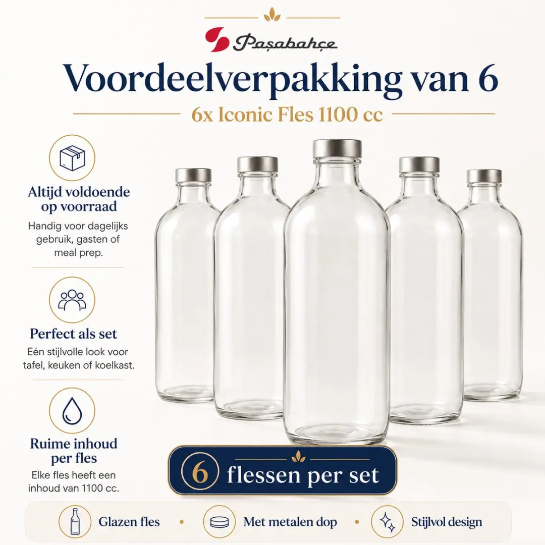 Pasabahce Iconic Flessen Set 6x1,1L - Transparant