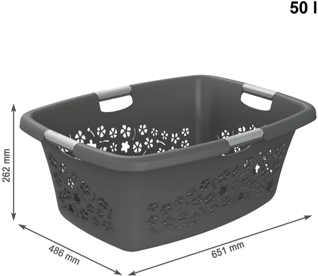 Rotho Flowers Wasmand - 3 Stuks 50L - Antraciet