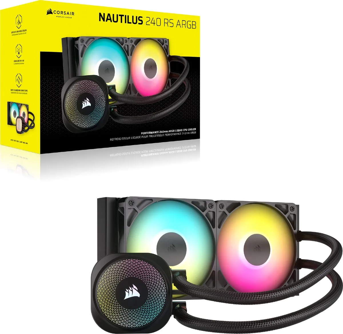 Corsair Nautilus 240 RS ARGB CW-9060092-WW CPU Koeler - 240mm - 2x RGB Fans - Zwart
