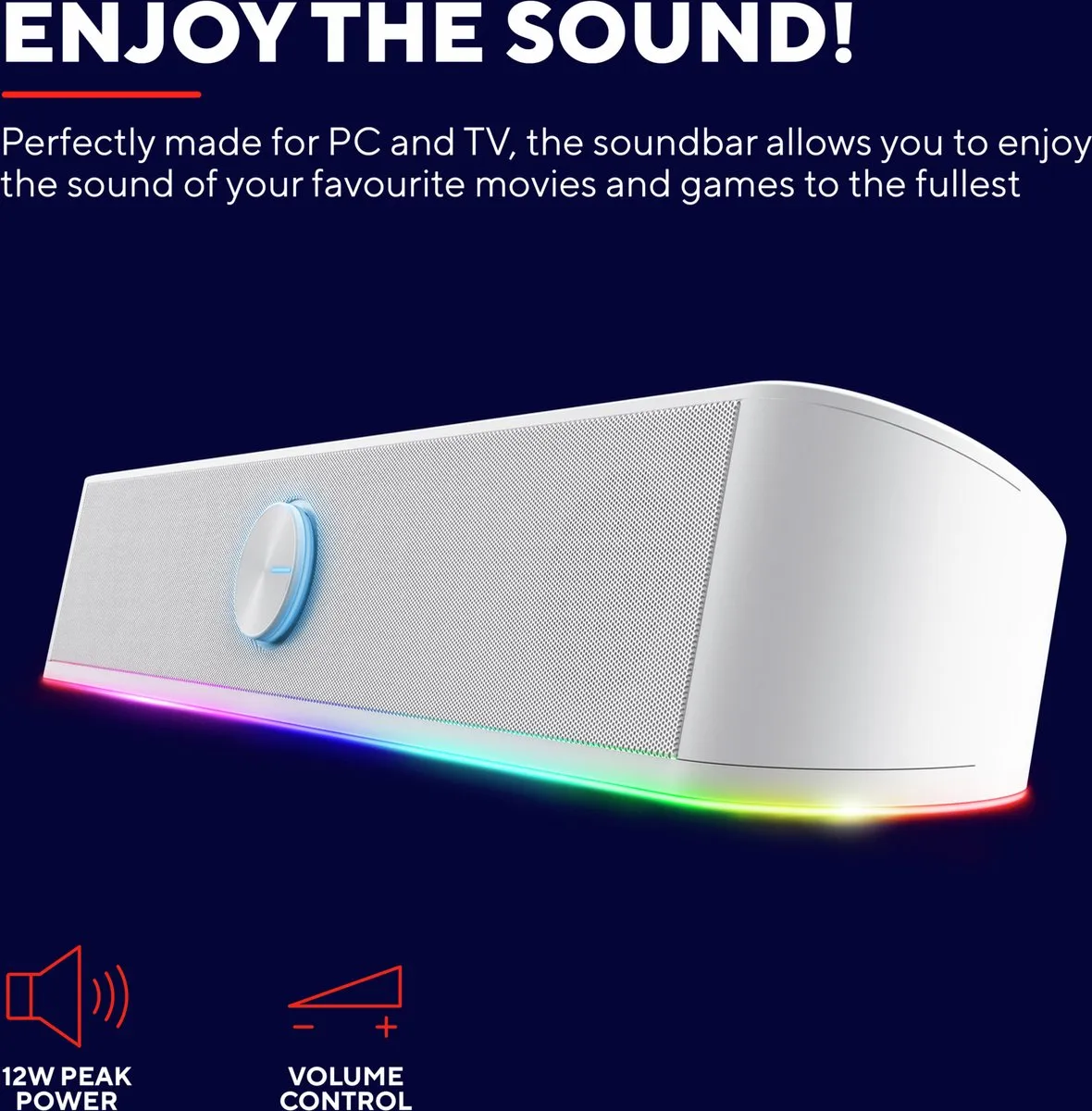 Trust GXT 619W Thorne Soundbar - 12W - RGB Wit