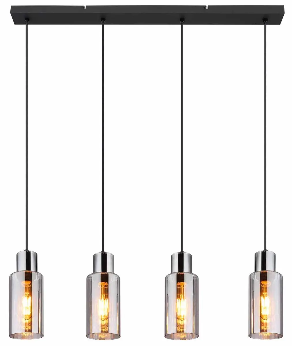 Globo Lidaria Hanglamp E27 - 4 Lichtpunten - Zwart
