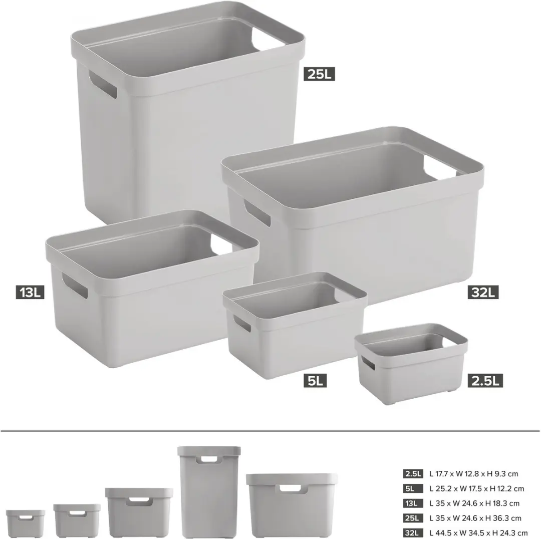 Sunware Sigma Home Opbergbox 5L - 6 Stuks - Grijs