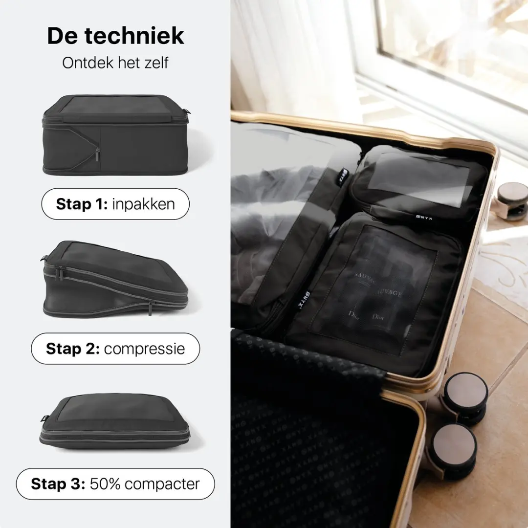 ONYX Compressie Packing Cubes 7-delig - Zwart