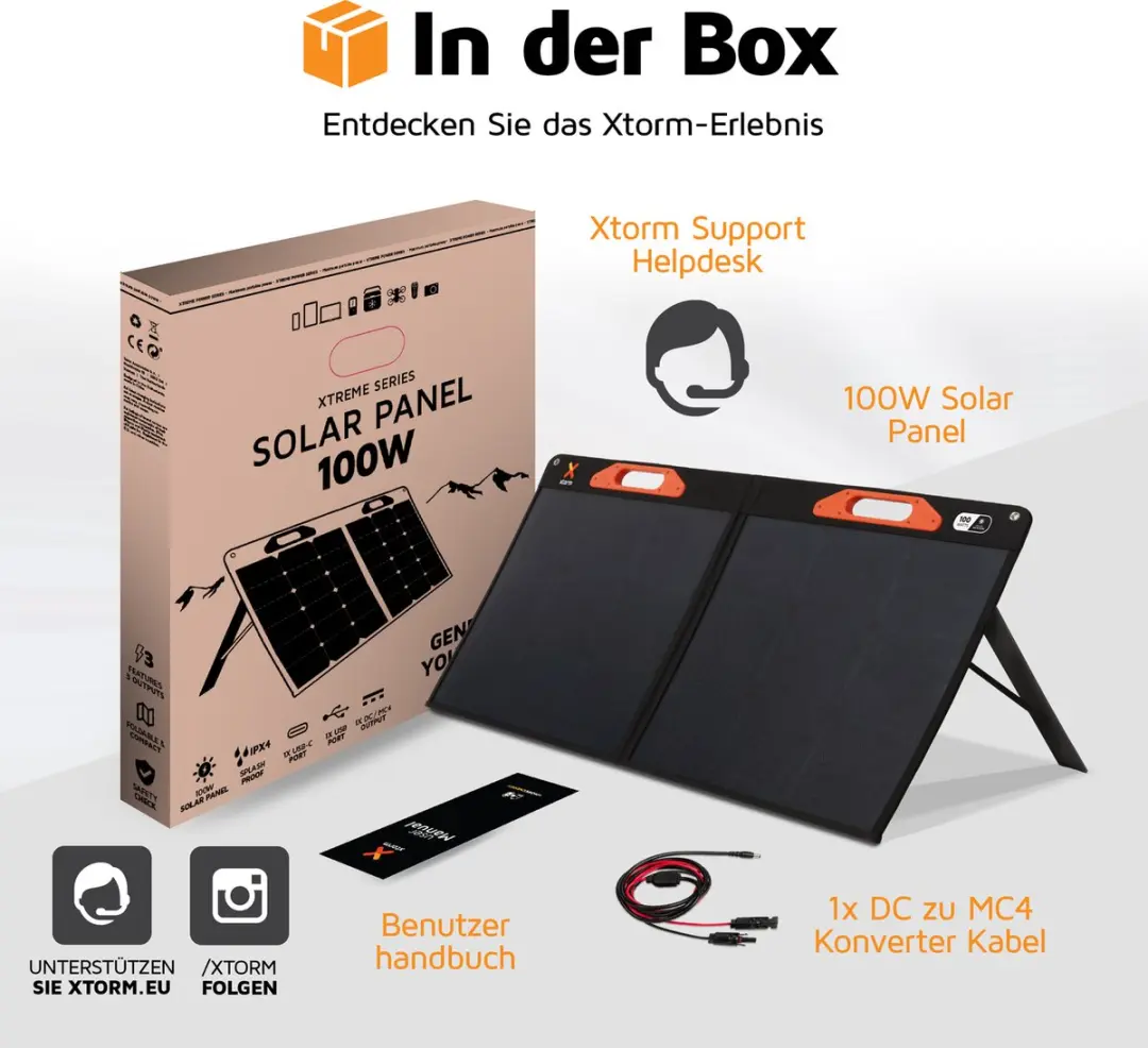 Xtorm XPS100 Zonnepaneel 100W - 3x USB - Zwart - afbeelding 3 van 6