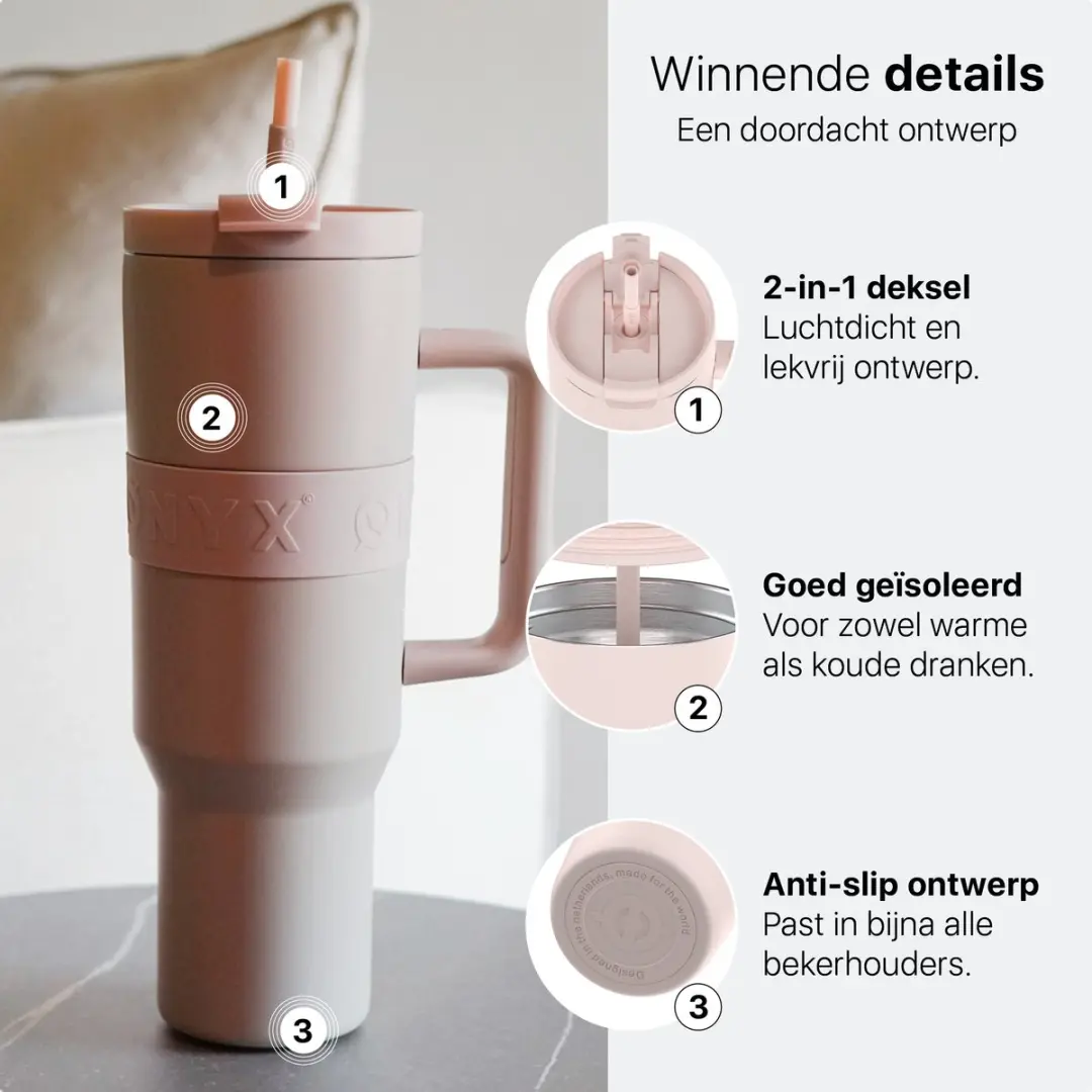 ONYX Drinkfles met Rietje 1L - Candy Pink