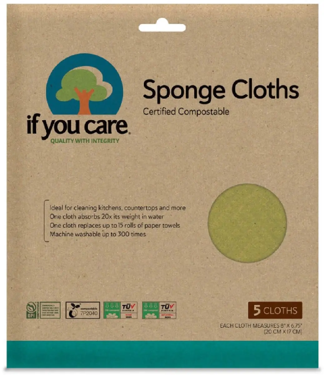 If You Care Sponsdoekjes Ongebleekt 5 Stuks - Groen