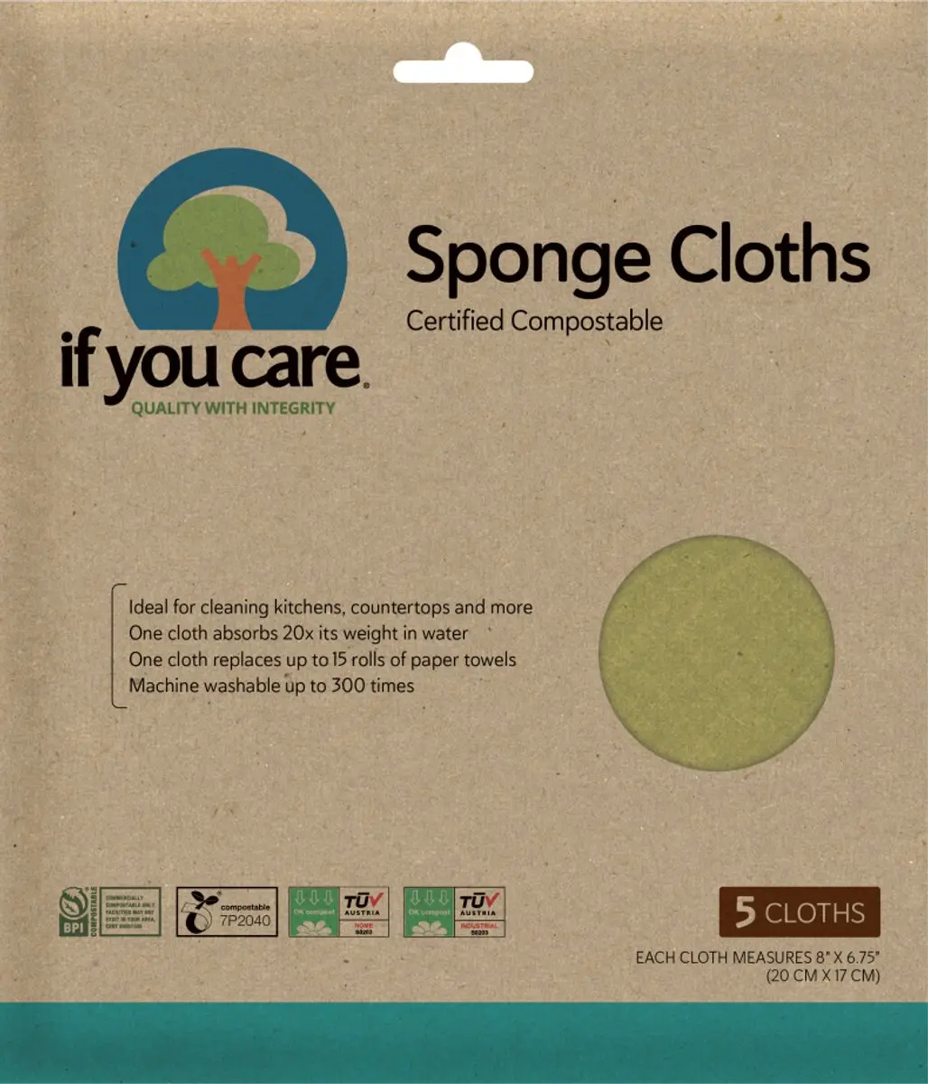 If You Care Sponsdoekjes Ongebleekt 5 Stuks - Groen