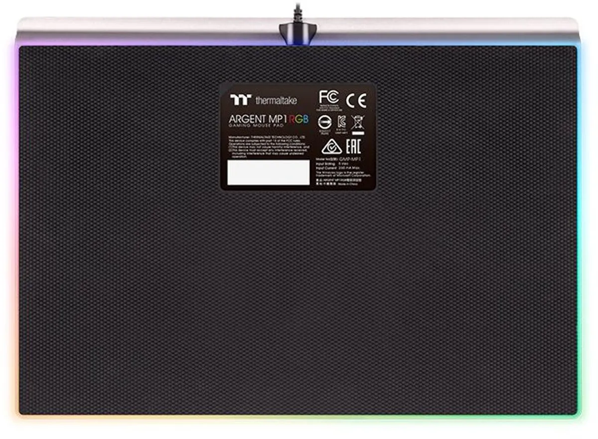 Thermaltake Argent MP1 RGB Game-muismat - Zwart/Titanium