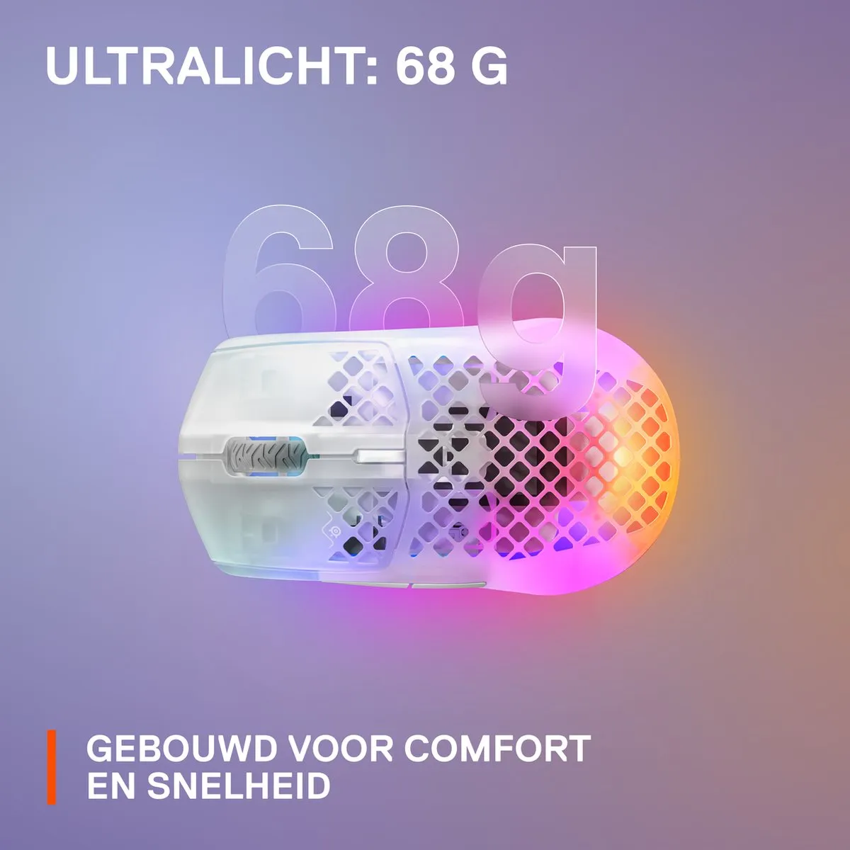 Steelseries Aerox 3 Wireless Ghost (2022 Edition) - Draadloze Gaming Muis - Ghost/Doorzichtig
