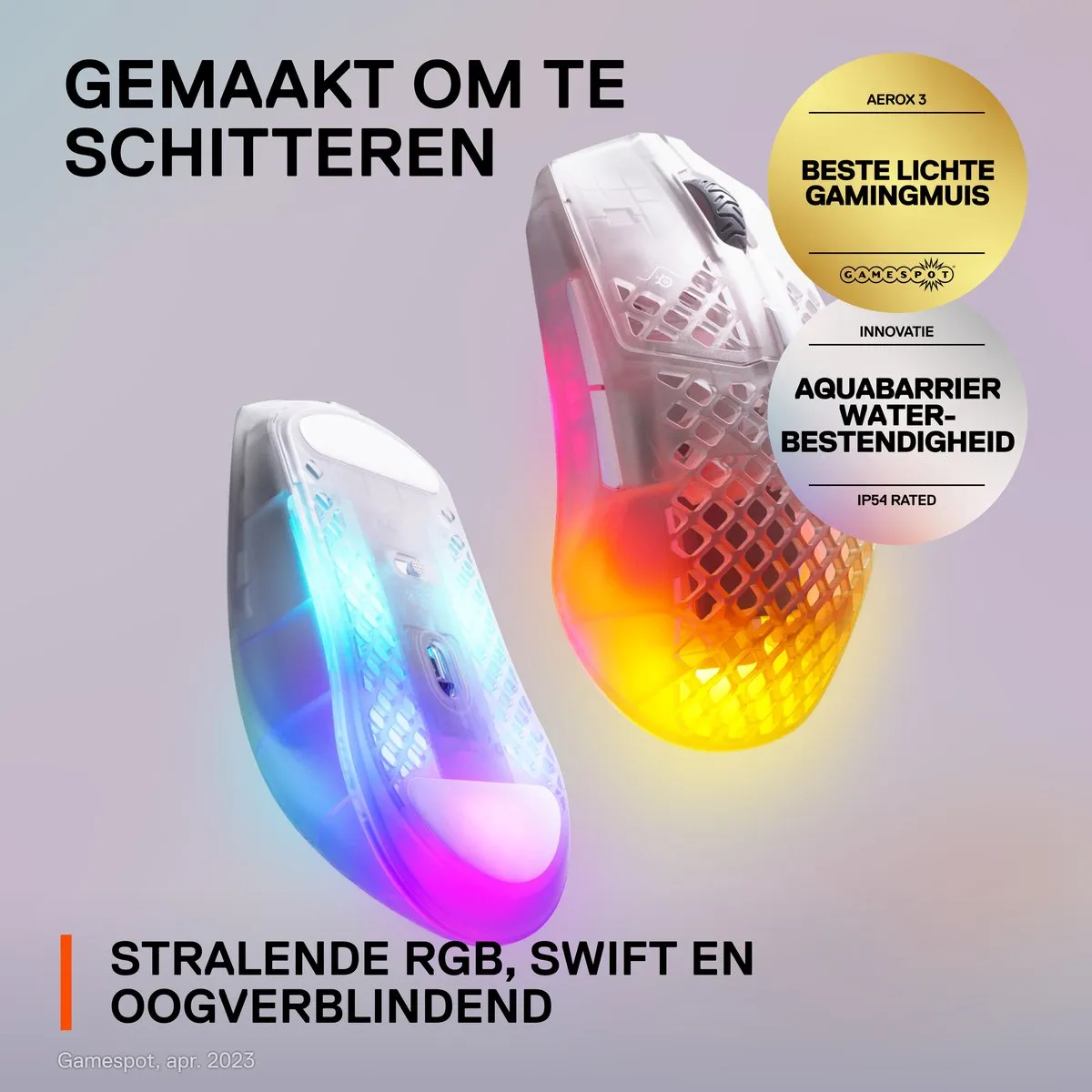 Steelseries Aerox 3 Wireless Ghost (2022 Edition) - Draadloze Gaming Muis - Ghost/Doorzichtig