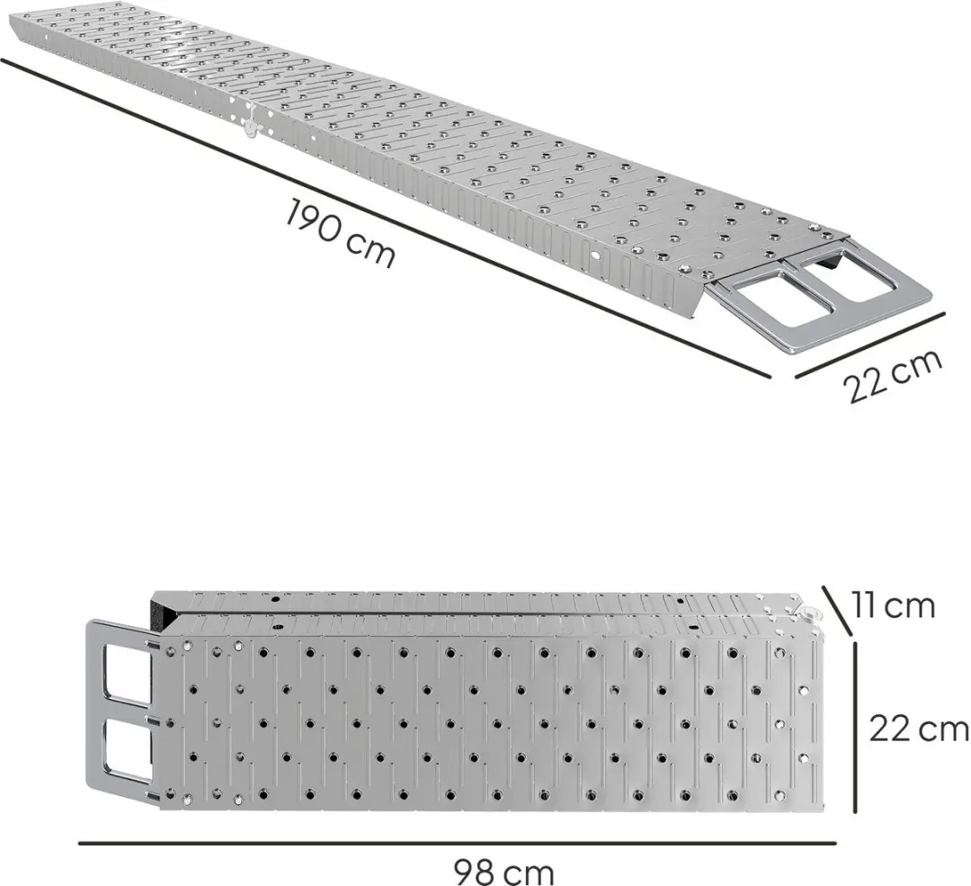 Homcom Autooprijplaat C20-064V00SR - 190x22x8cm - Zilver