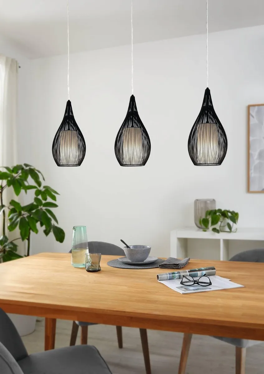 Eglo Razoni Hanglamp E27 - 3 Lichtpunten - 99cm - Zwart/Wit