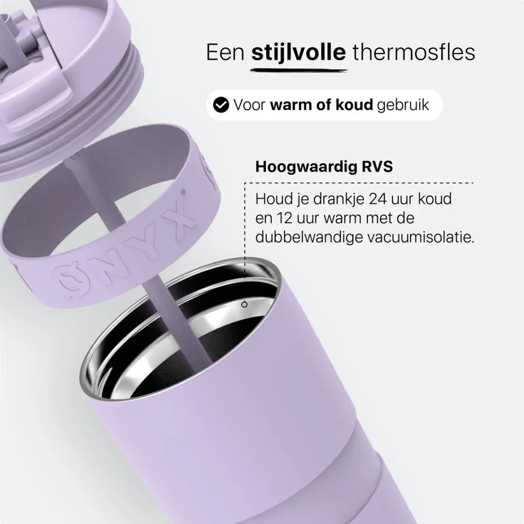 ONYX Drinkfles met Rietje 700ml - Pastel Purple - afbeelding 6 van 6