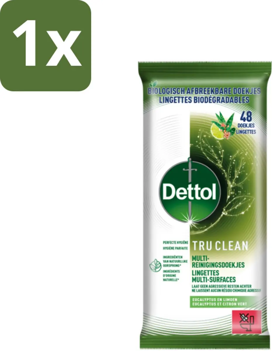 Dettol Reinigingsdoekjes Tru Clean Eucalyptus & Lime 48 stuks per verpakking