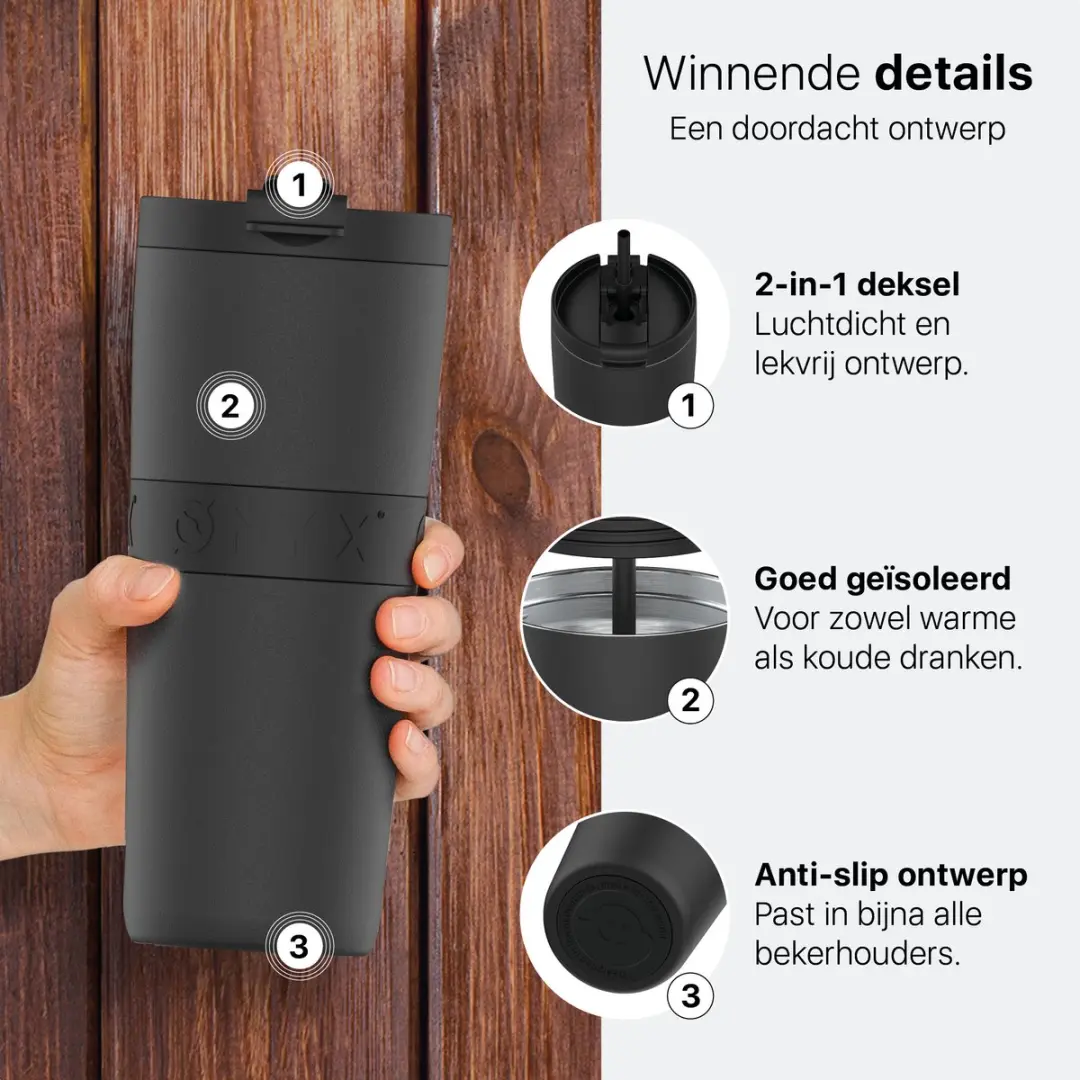 ONYX Drinkfles met Rietje 700ml - Onyx Black