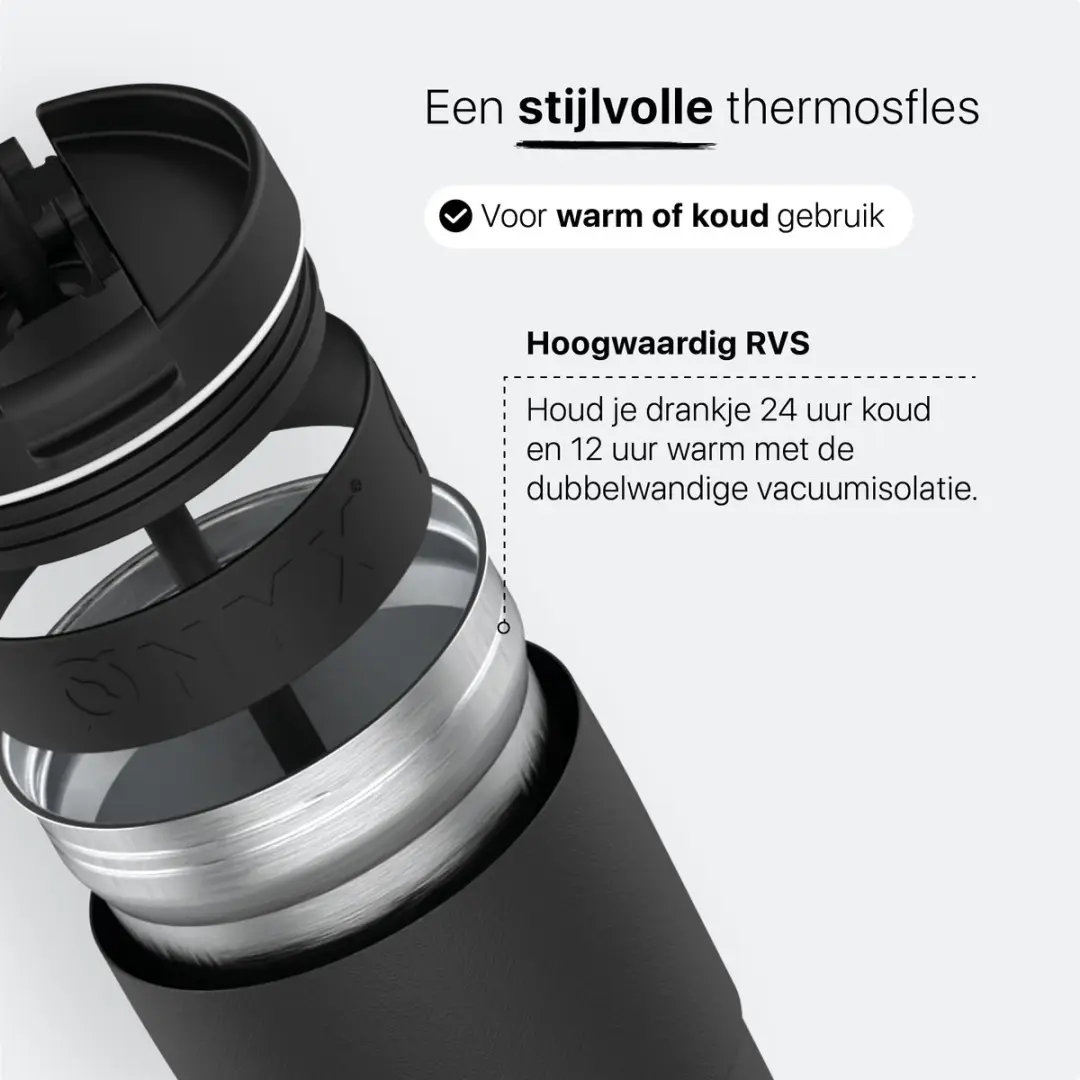 ONYX Drinkfles met Rietje 700ml - Onyx Black