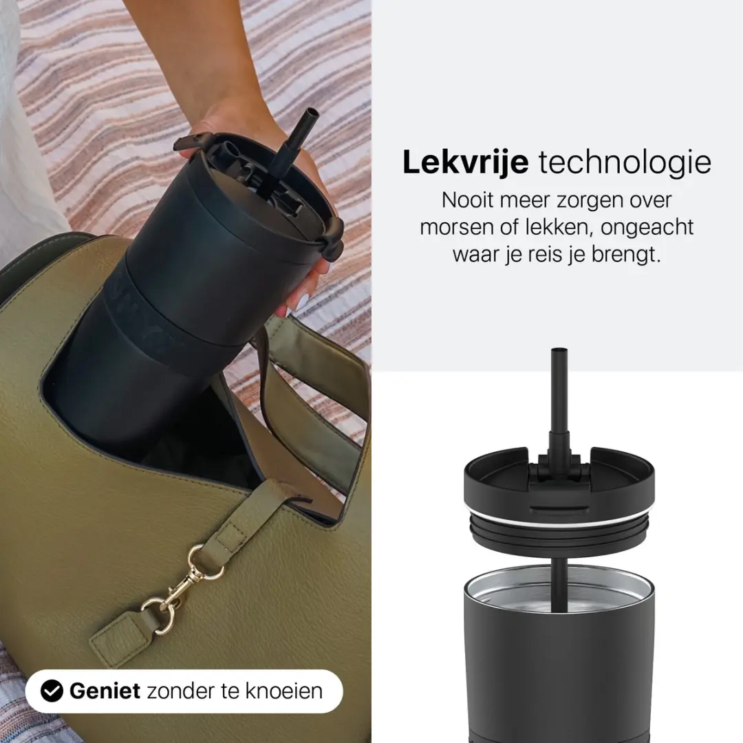 ONYX Drinkfles met Rietje 700ml - Onyx Black - afbeelding 6 van 6