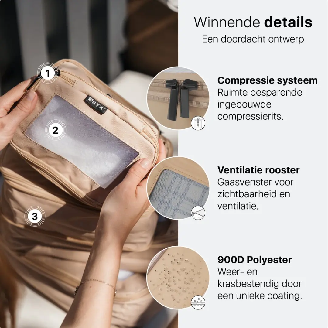 ONYX Compressie Packing Cubes 7-delig - Beige - afbeelding 5 van 6