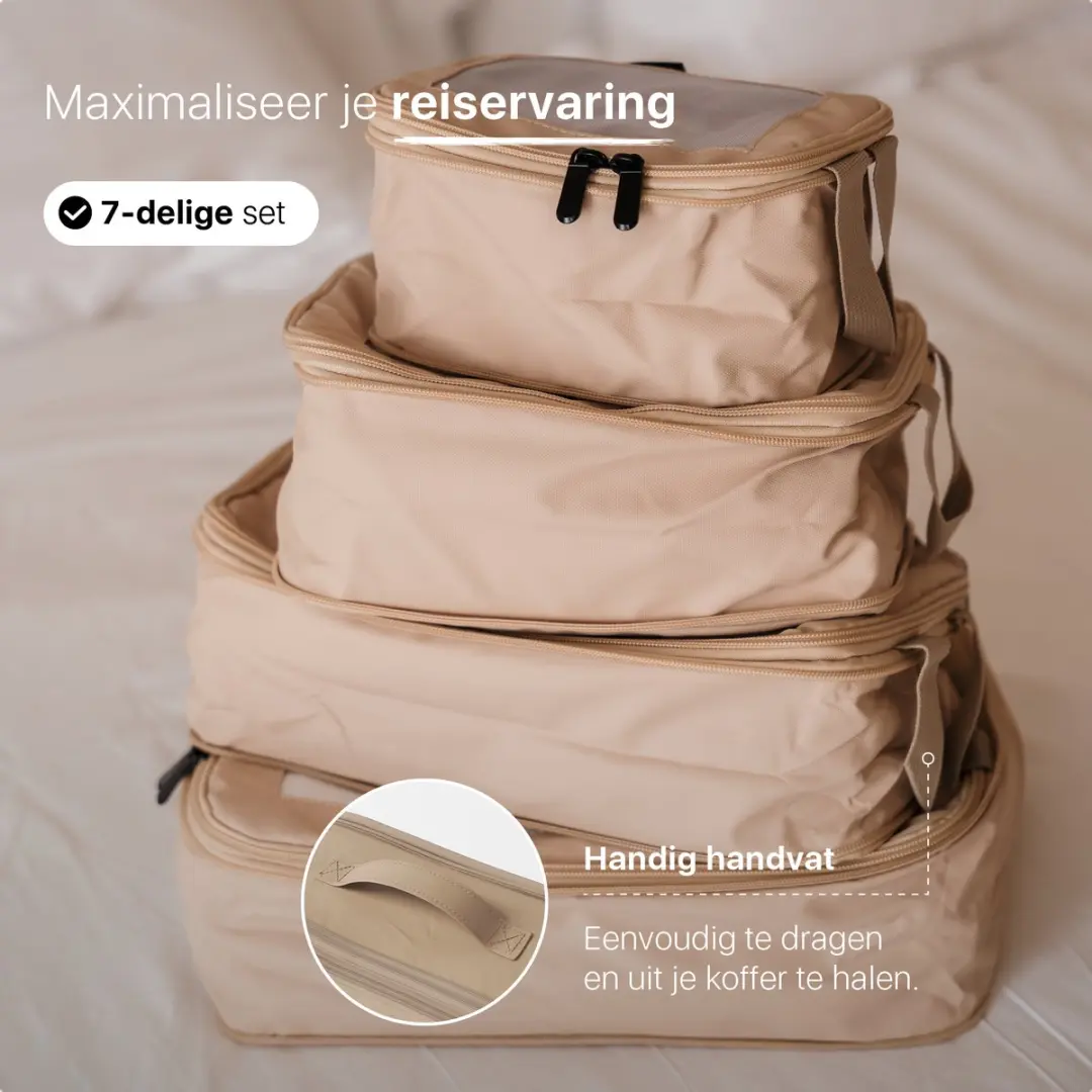 ONYX Compressie Packing Cubes 7-delig - Beige - afbeelding 3 van 6