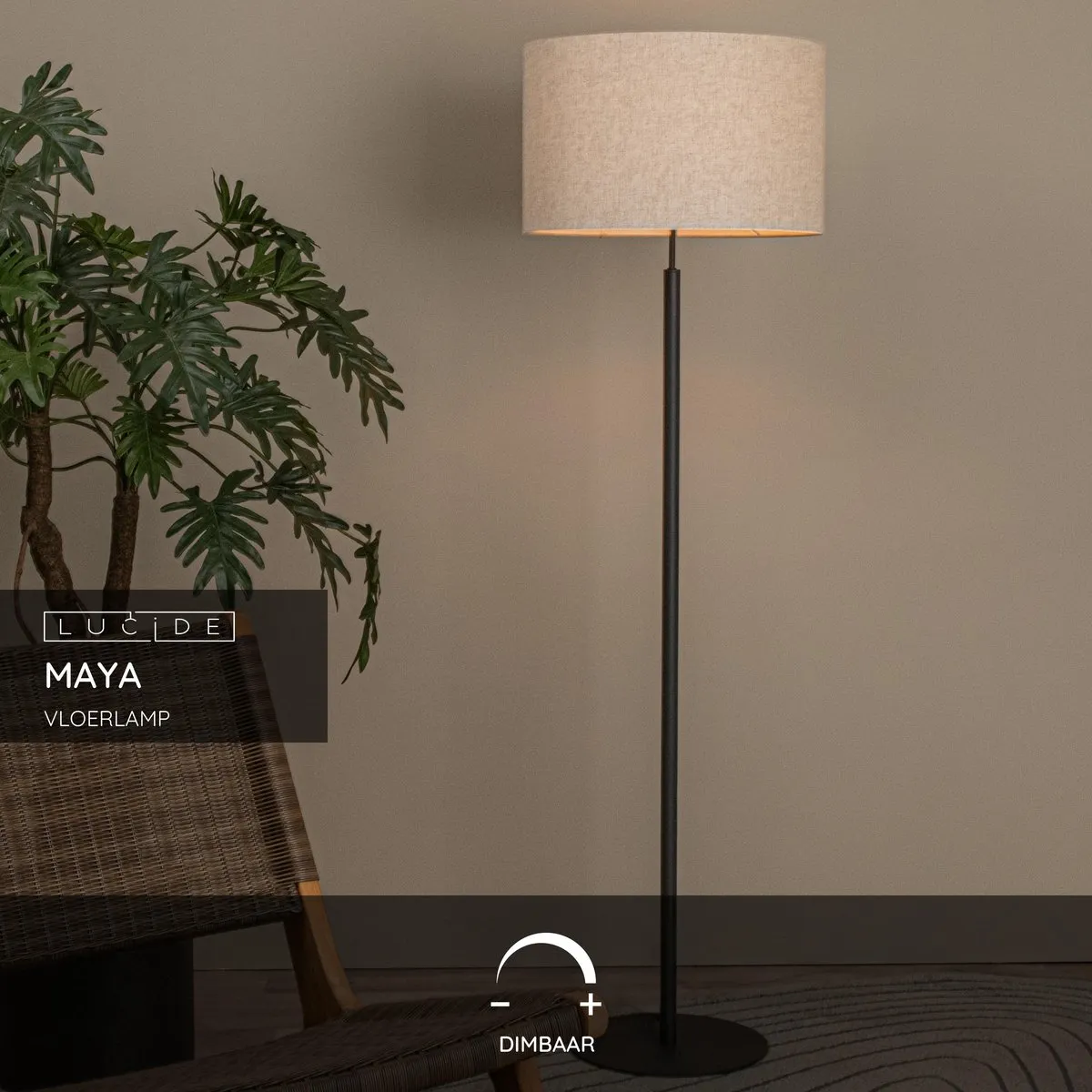 Lucide Maya Vloerlamp Ø45cm - Beige