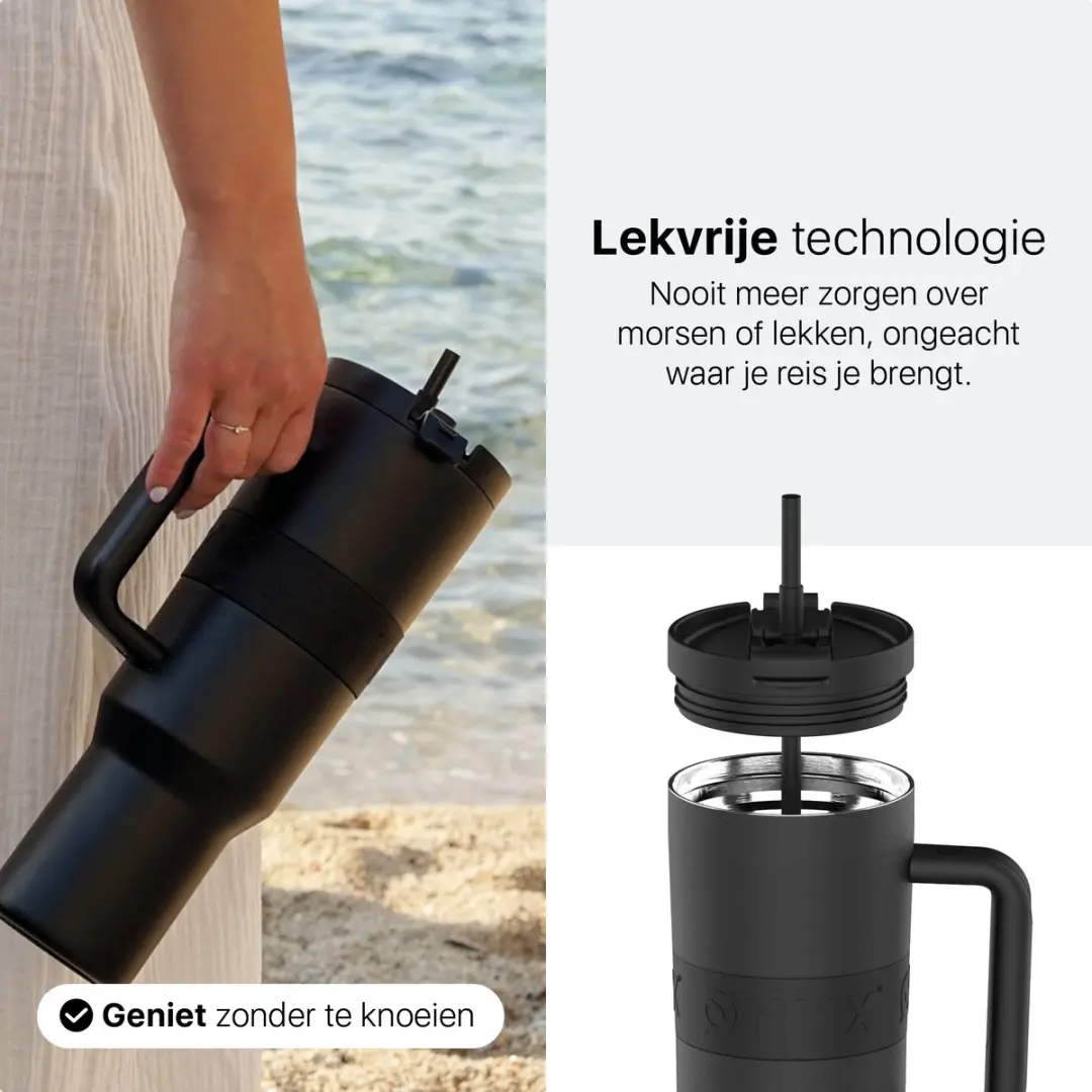 ONYX Drinkfles met Rietje 1L - Onyx Black