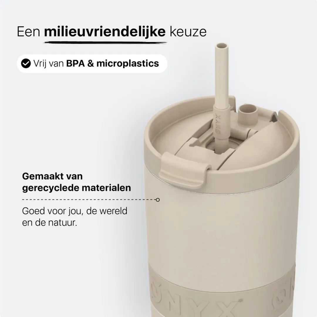 ONYX Drinkfles met Rietje 700ml - Sand Beige