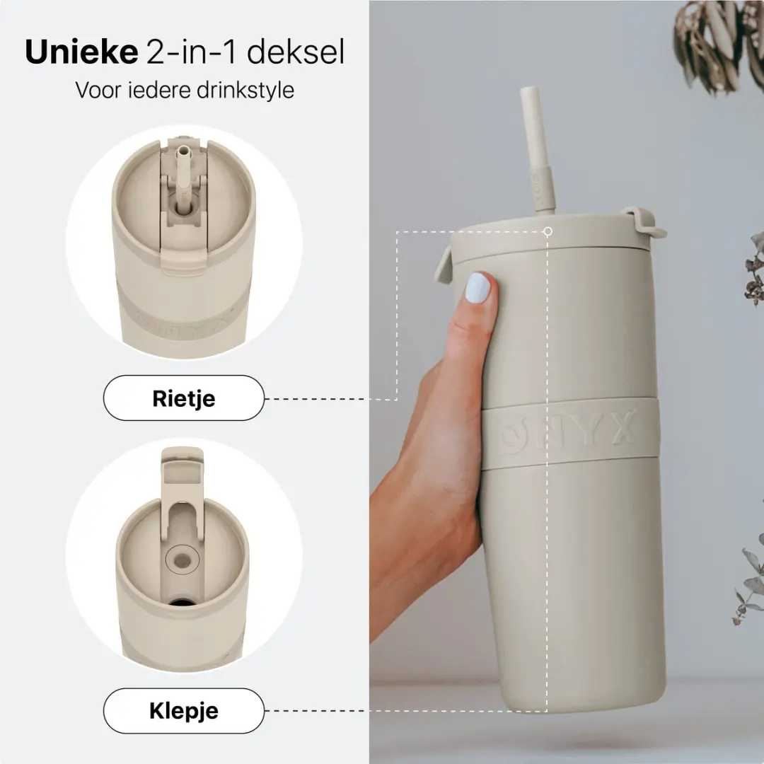 ONYX Drinkfles met Rietje 700ml - Sand Beige - afbeelding 6 van 6