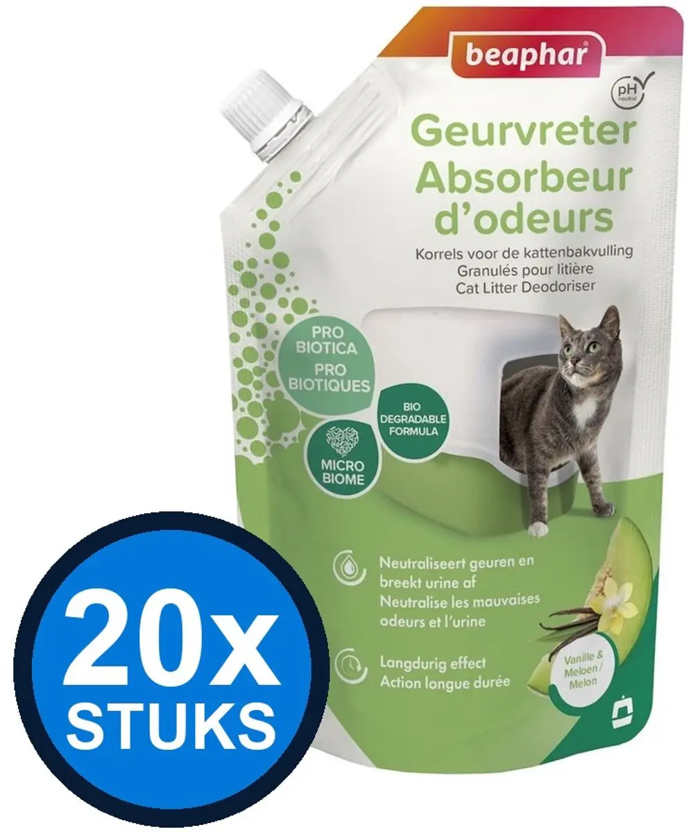 Beaphar Geurvreter Kattenbakreiniging Vanille & Meloen 400g