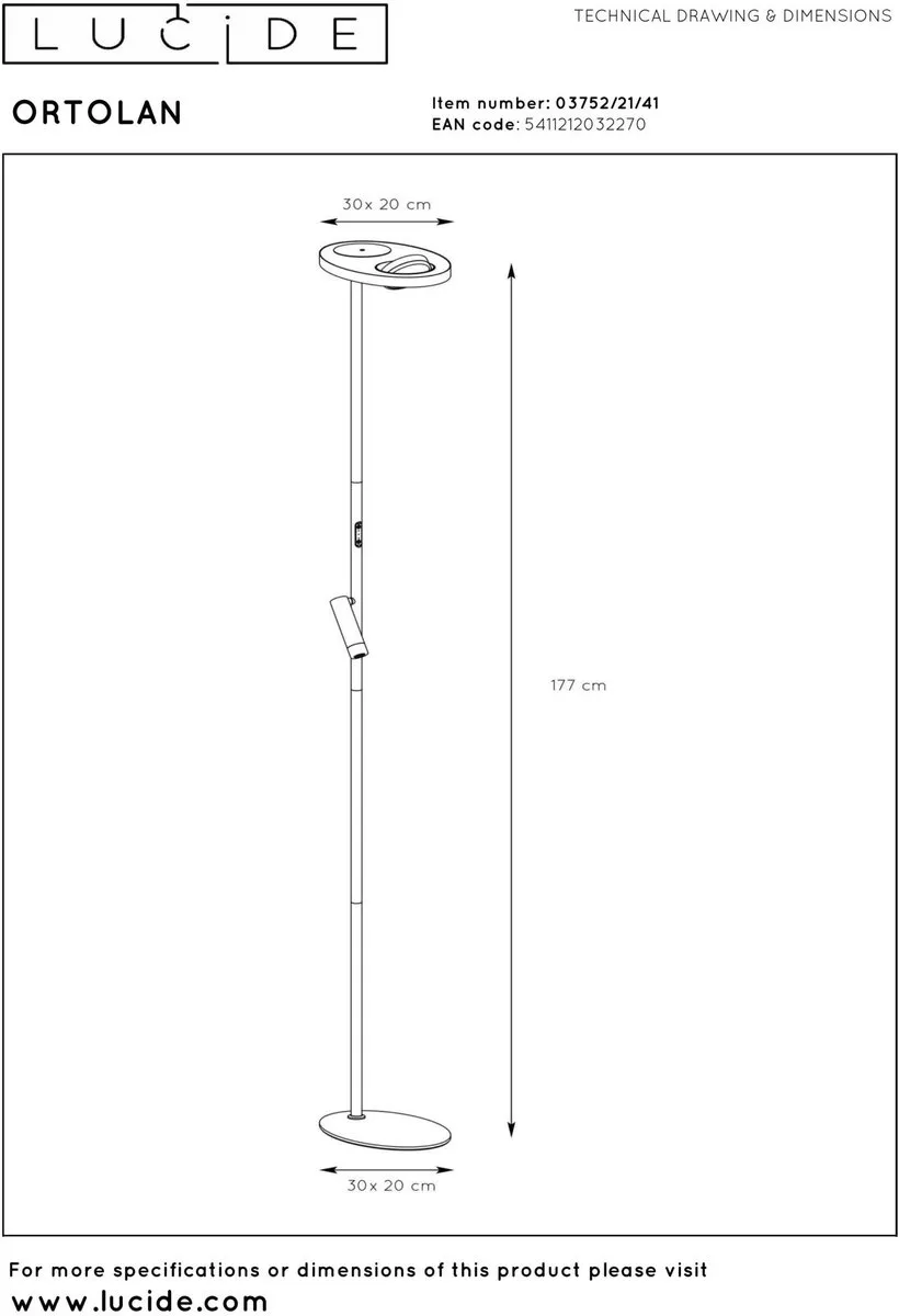 Lucide Ortolan Vloerlamp LED - 12W - Taupe