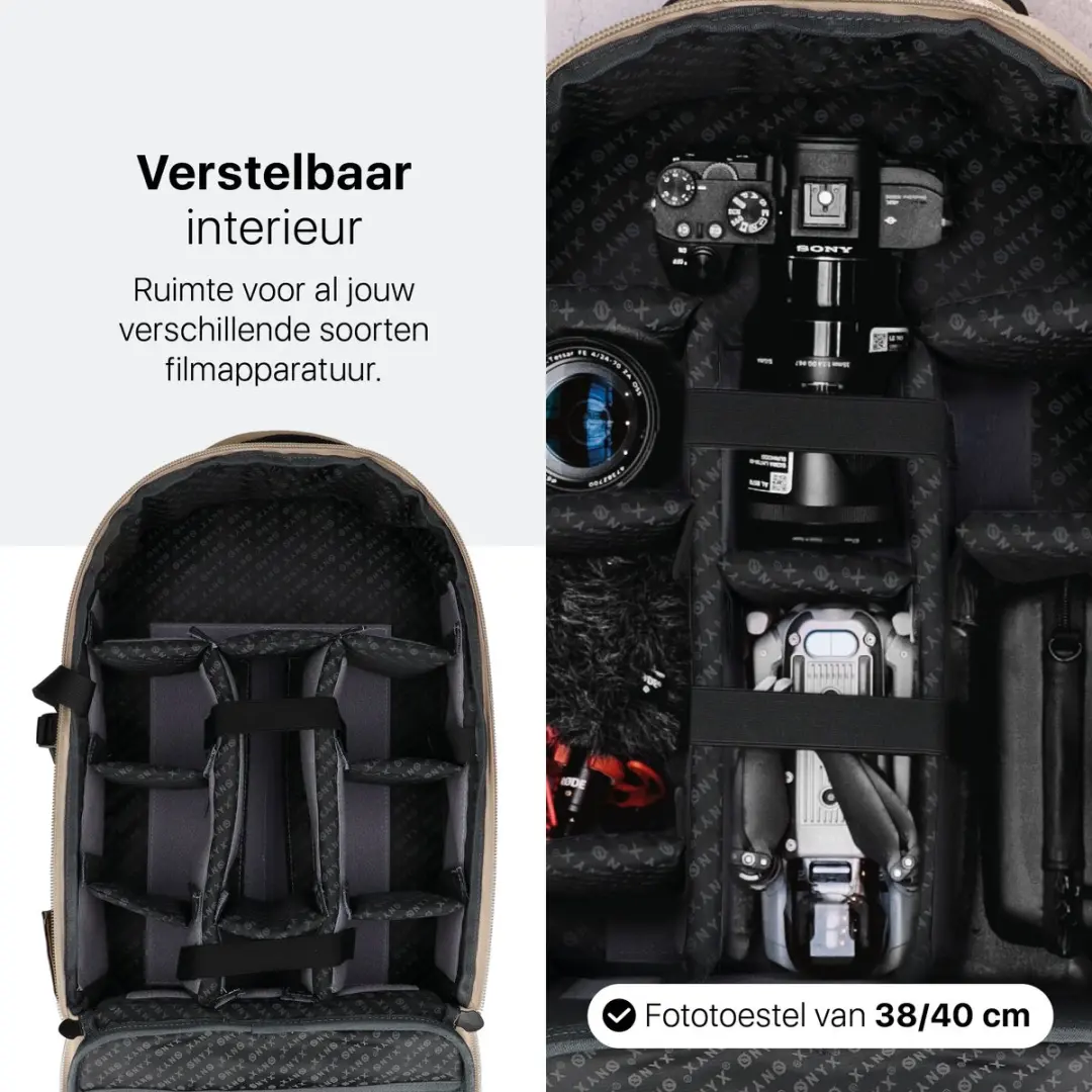 ONYX Cameratas Rugtas Beige - XL - 16 inch - 5 Lenzen - afbeelding 5 van 6