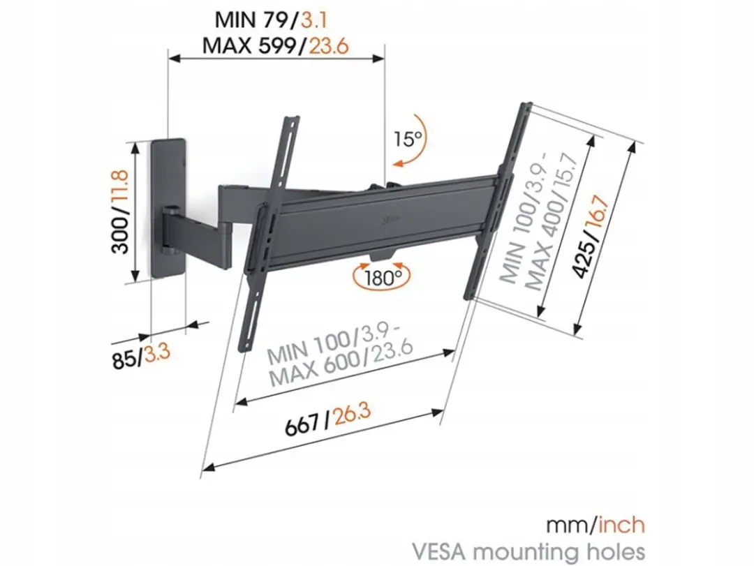 Vogel's TVM 1643 Draaibare TV-Beugel 44-77" - Zwart